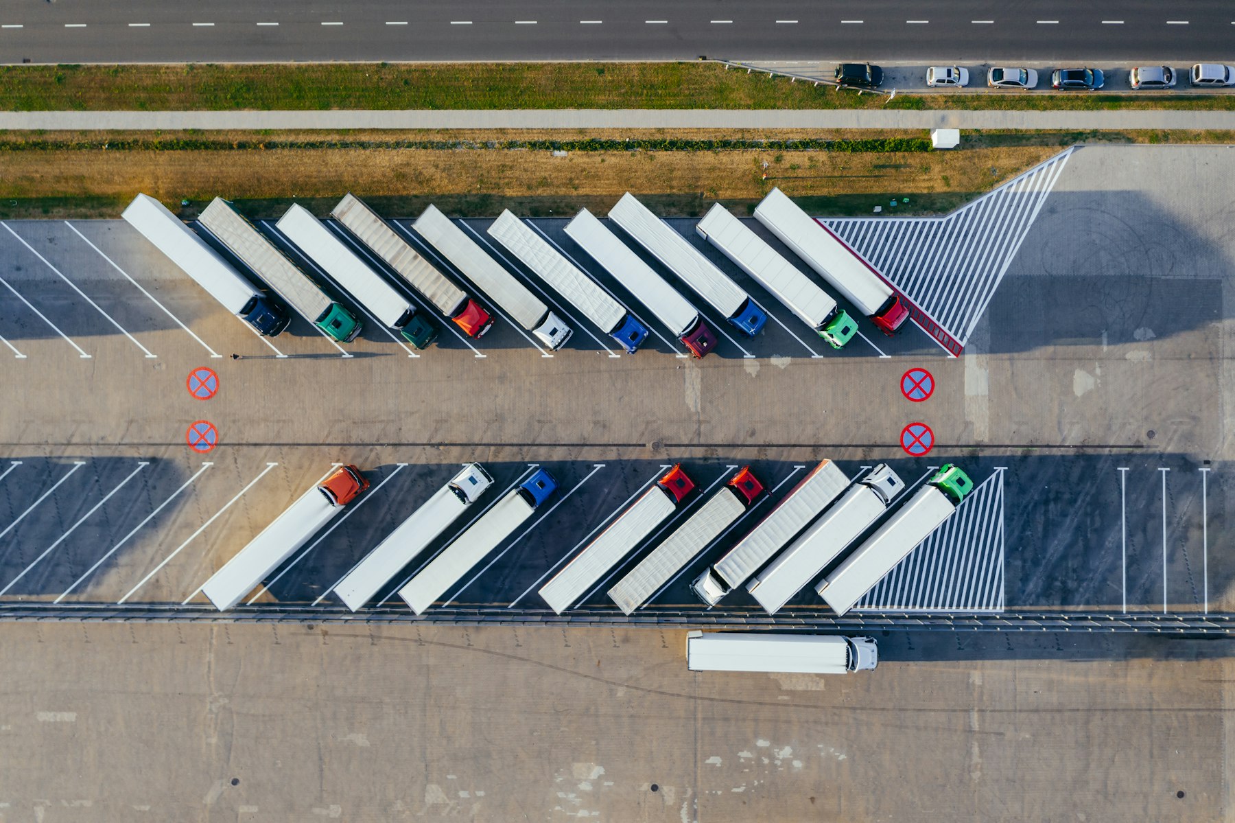 Illustrative aerial photograph of a logistics yard. Not a completed company project.
